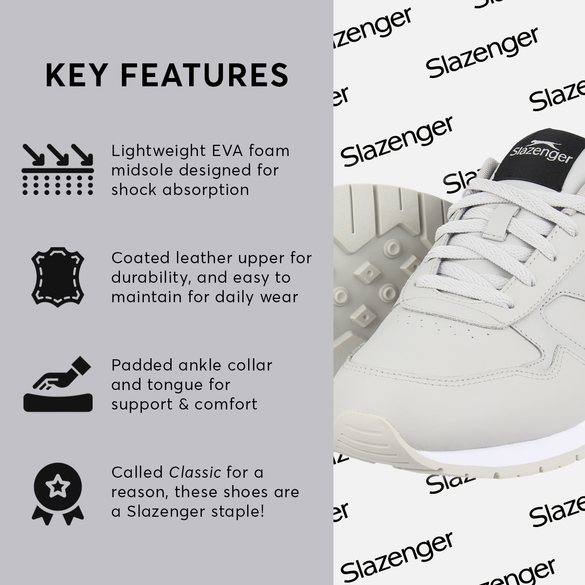 Slazenger Hombres Entrenadores Clásicos Con Cordones Parte Superior Baja Cuero Zapatos Deportivos Entresuela de EVA - Imagen 6 de 231